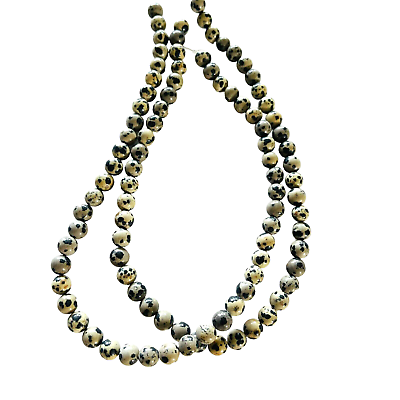 #ad Gemstone Bead 8mm Dalmation Jasper Two 15 Inch Strand Lot 94 Natural Stone Beads $7.00