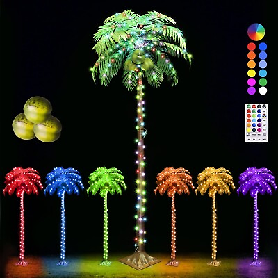 #ad LED Lighted Palm Tree with Coconuts Color Changing Artificial Palm Tree Light... $189.59