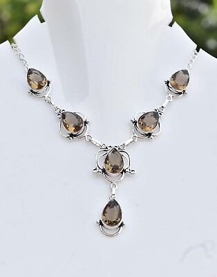 #ad Smoky Quartz 925 Sterling Silver Gemstone Handmade Jewelry Necklace Size 17 18quot; $13.99