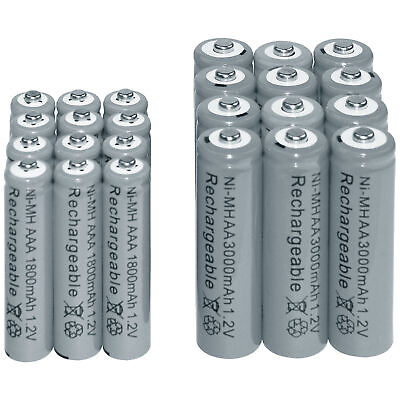 #ad 12 AA 3000mAh 12 AAA 1800mAh 1.2V NI MH Rechargeable Battery 2A 3A Grey Cell $22.66