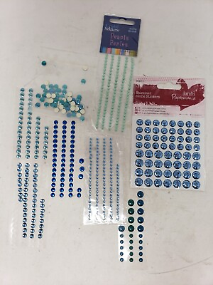 #ad Crystal Stickers amp; Recollections Assorted Blue Self Adhesive Jem#x27;s and Pearls $6.00