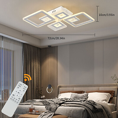 #ad Modern LED Acrylic Ceiling Lamp Bedroom Living Room Chandelier Remote Control $62.75