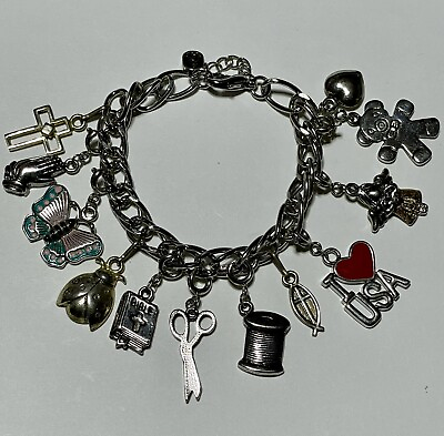#ad Religious Christian Themed 7inch Charm Bracelet $18.00