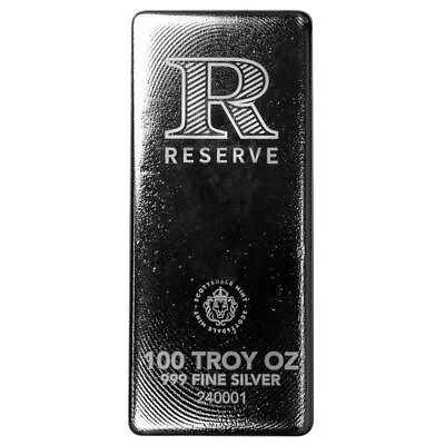 #ad 100 oz RESERVE Silver Bar 100 Troy oz .999 Silver Bullion Bar #A216 $2921.25