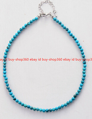 #ad Fashion Natural 6mm Blue Turquoise Round Gemstone Beads Necklace 18quot; AAA $3.67