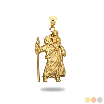 #ad Gold Saint Christopher Patron Saint of Travellers Pendant Necklace $339.99