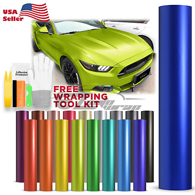 #ad *Satin Chrome Matte Metallic Car Vinyl Wrap Sticker Decal Air Bubble Free Tech $43.98