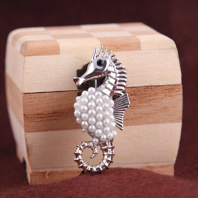 #ad #ad Fashion Animal Pearl Sea Horse Brooch Clothes Scarf Buckle Women#x27;s Accessories $79.20