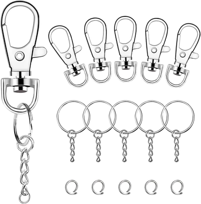 #ad 100 Pcs Swivel Snap Hook and Key Rings with Chain and Jump Rings for Keychain La $10.26