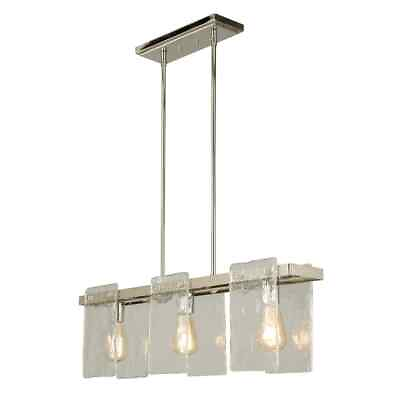 #ad Eglo Wolter 3 Light Polished Nickel Kitchen Island Pendant w Clear Glass Shades $44.95