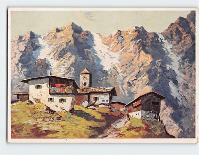 #ad Postcard Village Mountain Landscape Scenery Painting By Arnold Graboné $8.39