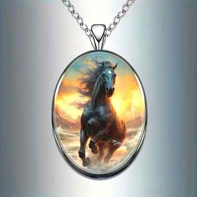 #ad Oval Horse Pendant Necklace $14.25