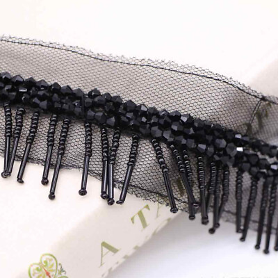 #ad DIY Mesh Tulle Edge Crystal Fringe Trim Tassel Craft for Curtain Sewing Decor $13.99