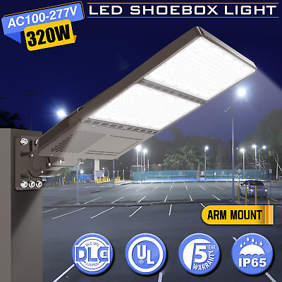 #ad 320W LED Shoebox Light 5000K Dusk To Dawn Parking Lot Street Pole Fixture Lamp $170.24