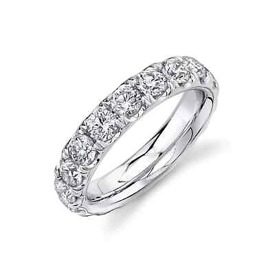 #ad 14K White Gold Diamond Eternity Ring Size 8 Natural 3.48CT Round 4.5MM Band $10520.00