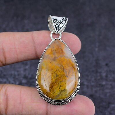 #ad Iraq Plume Agate Gemstone Handmade 925 Sterling Silver Jewelry Pendant 2.36quot; Y14 $27.24
