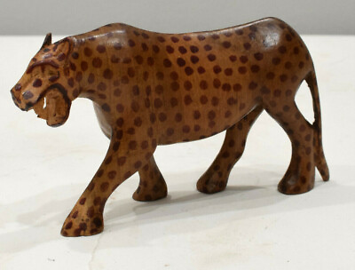#ad African Statue Leopard Carved Wood Statue Kenya $12.00