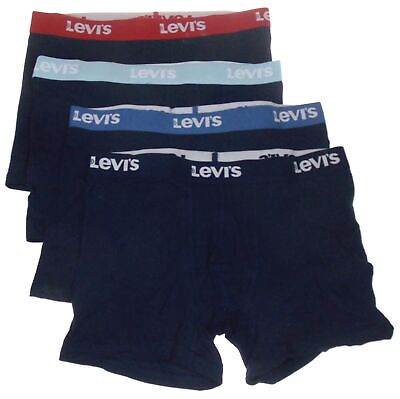 #ad Levi#x27;s Boxer Briefs Large 4 Pairs Blue Underwear High Comfort Cotton Stretch $14.36