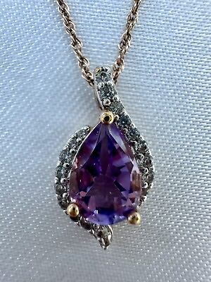 #ad Amethyst Diamond Rope Necklace Sterling Silver 925 Plated With 14k Rose Gold $60.00