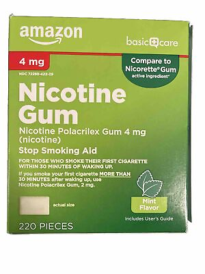 #ad Amazon Basic Care Nicotine Gum 4mg Stop Smoking Aid MINT 220 Count exp 03 24 $24.99
