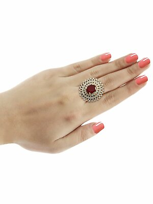 #ad Brilliant Ladies Spacial Anniversary Dome Style Ring With 12.5Ct Oval Red Stone $176.90