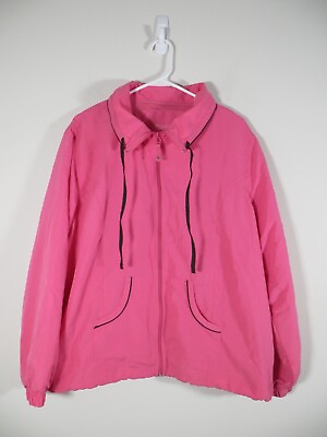 #ad Three Hearts Women#x27;s Lightweight Zip Up Windbreaker Jacket Pink Size XL $14.99
