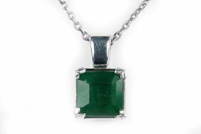 #ad 0.90 Carat Asscher Cut Natural Emerald Dark Green May Birthstone Sterling Silver $487.20