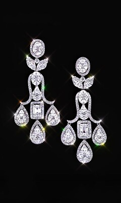 #ad Chandelier Earrings For Women 925 Sterling Silver White Pear Shape ADASTRA Jewel $516.47