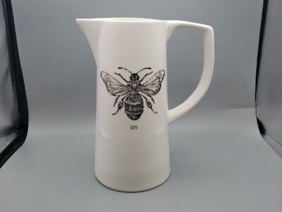 #ad Daphne B Pitcher 10quot; Tall Bumble Bee Insect Black White Graphic Creative Coop $29.99