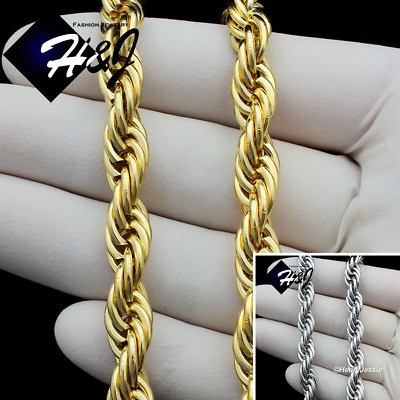 #ad 17quot;20quot;24quot;30quot;MEN Stainless Steel 8mm Silver Gold Plated Rope Chain Necklace*N149 $19.99