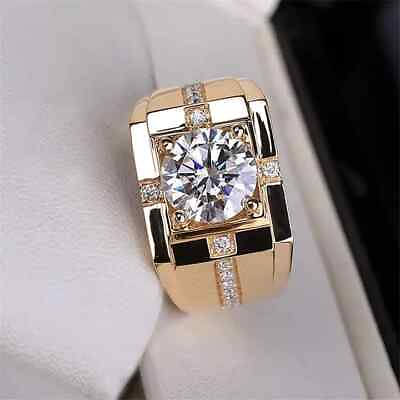 #ad 2.00Ct Round Cut Real Moissanite Solitaire Engagement Band 14K Rose Gold Plated $142.39