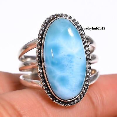 #ad Natural Oval Larimar Gemstone 925 Sterling Silver Larimar Jewelry All Size MO** $17.09