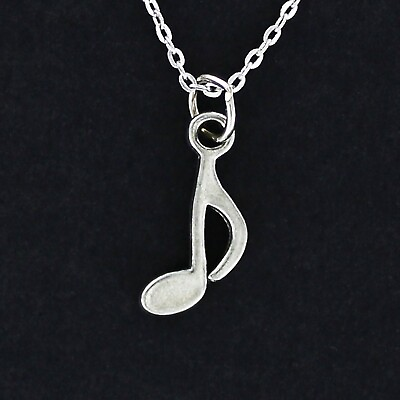 #ad MUSIC NOTE Necklace on Chain or Charm Only Pewter Eighth Musical Gift Sing $12.00