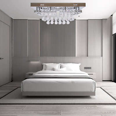 #ad Modern LED Crystal Ceiling Light 3 Color Chandelier for Living Room Bedroom $56.06
