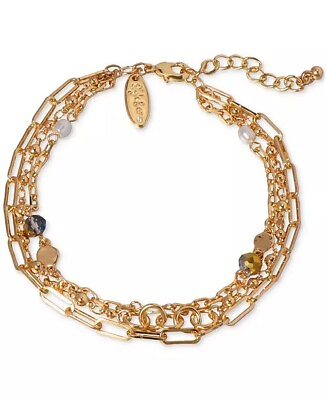 #ad Styleamp;co Bracelet Gold Tone Crystal Bead Charm Multi Row Chic Ladies Fashion NWT $16.80