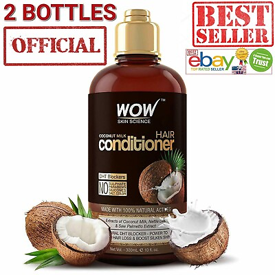 #ad WOW 2 BOTTLES OFFICIAL Skin Science Coconut Milk Conditioner Dht Blockers 600 Ml $35.99