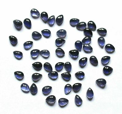 #ad SALE GREAT Lot Natural Iolite 6x9 mm Pear Cabochon Loose Gemstone $243.49