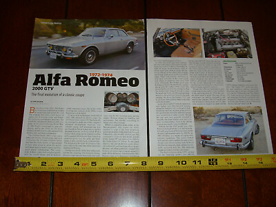 #ad 1972 1973 1974 ALFA ROMEO 2000 GTV ORIGINAL 2017 ARTICLE $10.75
