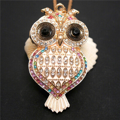 #ad New Color Rhinestone Heart Owl Crystal Pendant Fashion Women Chain Necklace $3.95