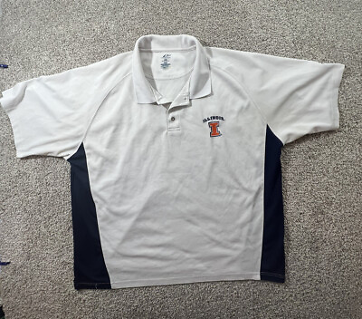#ad Illinois Fighting Illini Polo Shirt Men#x27;s XL White Orange Blue Golf $24.88