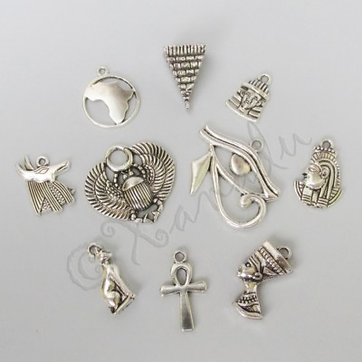 #ad Egypt Antiqued Silver Plated Egyptian Charms 10PC Mix CM6303 10 20 Or 50PCs $10.50