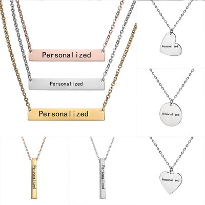 #ad Personalized Stainless Steel Name Bar Pendant Necklace Custom Chain Jewelry Gift GBP 2.95