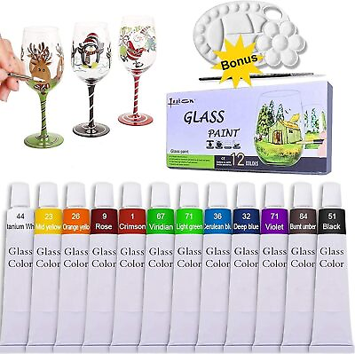 #ad Stained Glass Paint with Palette Glass Painting Kit for Kids to Arts on Tran... $19.68