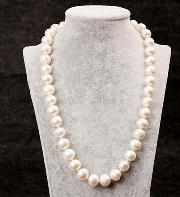 #ad Genuine ROUND 9 10mm White Pearl Necklace Cultured Freshwater 18quot; $19.99
