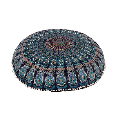 #ad 32quot; Blue Mandala Floor Pillow Cushion Seating Throw Cover Hippie Decorative B... $16.77