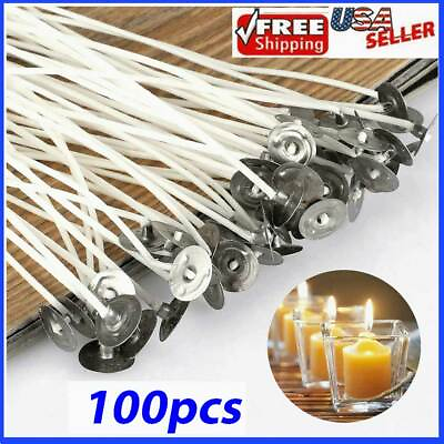 #ad Candle Wicks 100pcs 6 Inch Cotton Core Candle Making Supplies Pre Tabbed NEW $6.39