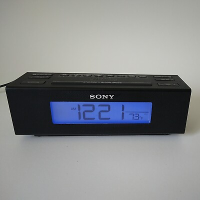 #ad Sony Dream Machine ICF C707 Alarm Clock Nature Sounds Black AM FM Tested Works $25.00