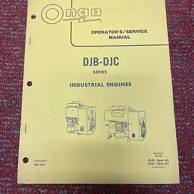 #ad Onan DJB DJC Series Generators Operators Owners Service Manual $45.00