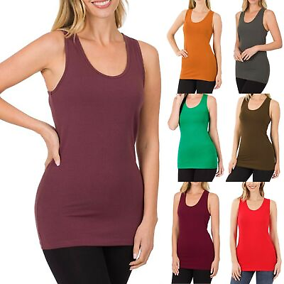 #ad Womens Long Stretch Tank Top Racerback Fitness Cotton Spandex Yoga Workout Tunic $10.99