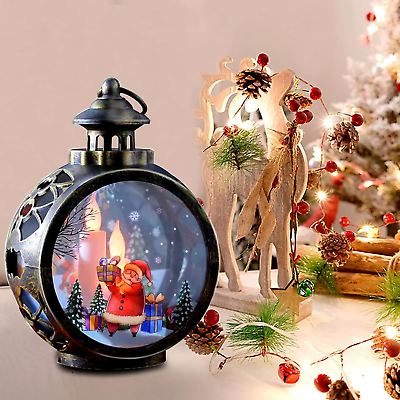 #ad Christmas Lanterns Led Flameless Candles Vintage Gold Candle Retro x Santa $19.62